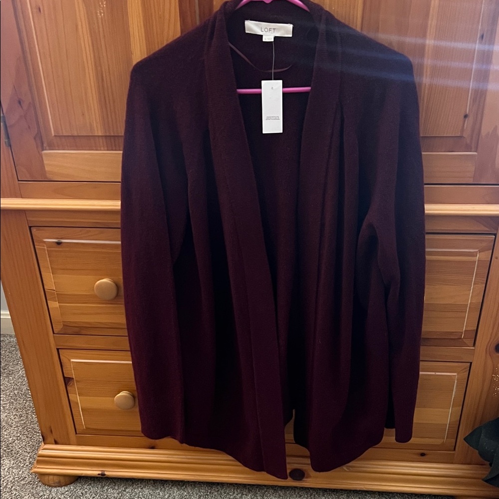 LOFT Women's Deep Burgundy Cardigan